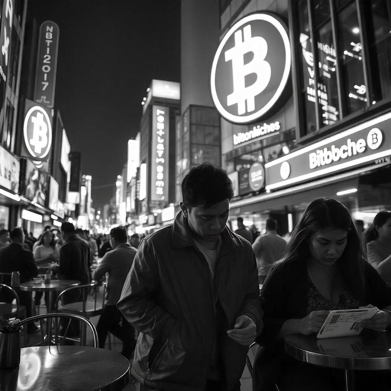 ai generated, crowd, bitcoin, blockchain, exchange, cryptocurrency, crypto
